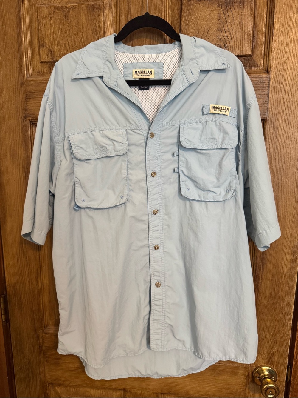 Magellan Outdoors Light Blue Short-Sleeve Fishing Shirt